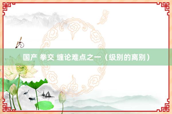 国产 拳交 缠论难点之一（级别的离别）