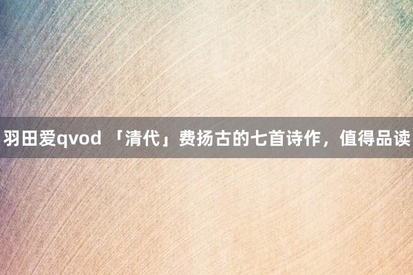 羽田爱qvod 「清代」费扬古的七首诗作，值得品读