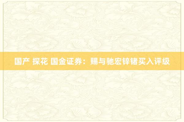 国产 探花 国金证券：赐与驰宏锌锗买入评级