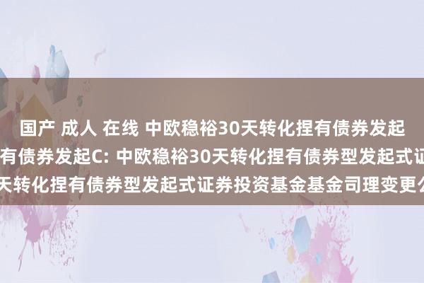 国产 成人 在线 中欧稳裕30天转化捏有债券发起A,中欧稳裕30天转化捏有债券发起C: 中欧稳裕30天转化捏有债券型发起式证券投资基金基金司理变更公告