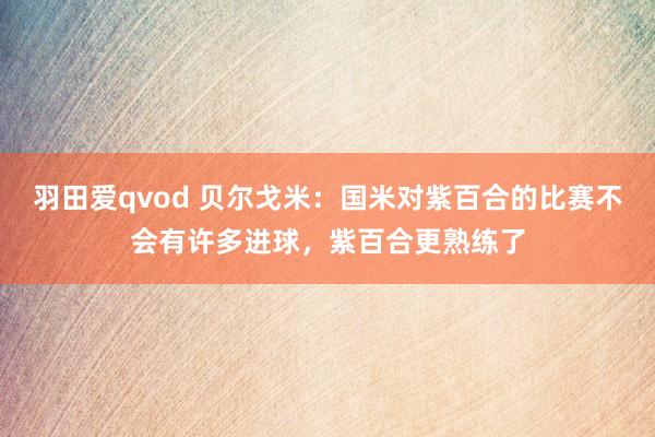 羽田爱qvod 贝尔戈米：国米对紫百合的比赛不会有许多进球，紫百合更熟练了
