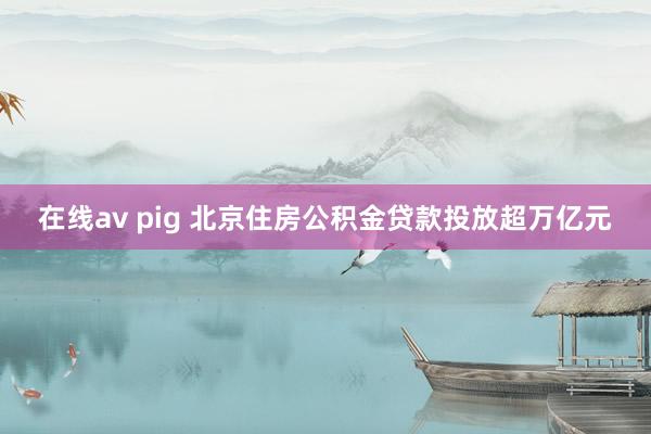 在线av pig 北京住房公积金贷款投放超万亿元