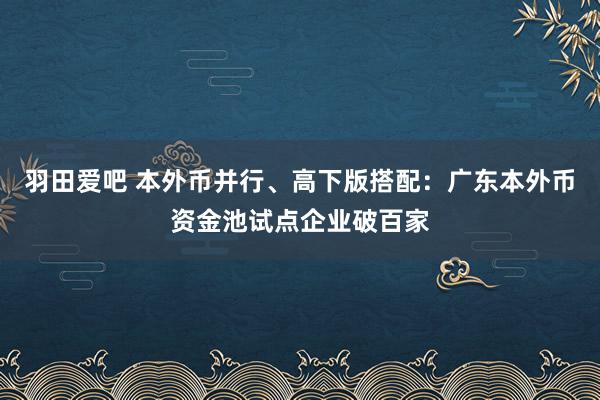羽田爱吧 本外币并行、高下版搭配：广东本外币资金池试点企业破百家