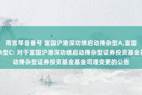 雨宫琴音番号 富国沪港深功绩启动搀杂型A,富国沪港深功绩启动搀杂型C: 对于富国沪港深功绩启动搀杂型证券投资基金基金司理变更的公告
