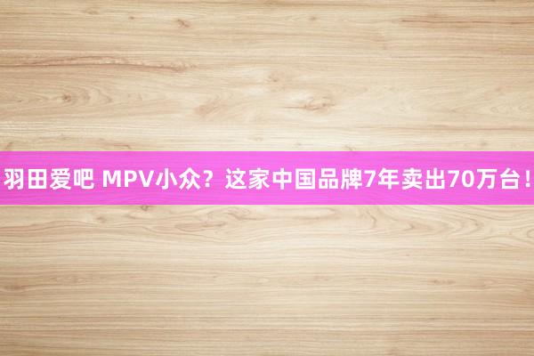 羽田爱吧 MPV小众？这家中国品牌7年卖出70万台！