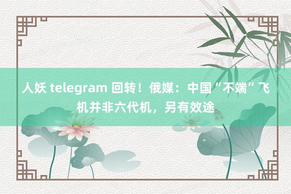 人妖 telegram 回转！俄媒：中国“不端”飞机并非六代机，另有效途