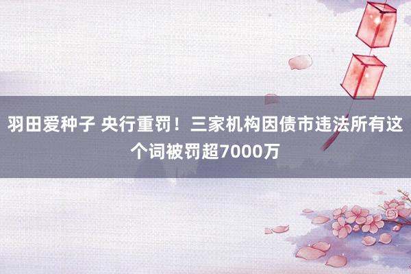 羽田爱种子 央行重罚！三家机构因债市违法所有这个词被罚超7000万