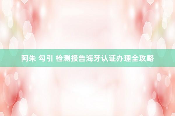 阿朱 勾引 检测报告海牙认证办理全攻略