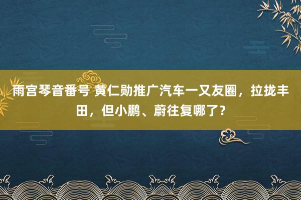 雨宫琴音番号 黄仁勋推广汽车一又友圈，拉拢丰田，但小鹏、蔚往复哪了？