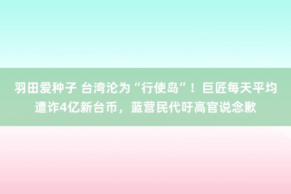 羽田爱种子 台湾沦为“行使岛”！巨匠每天平均遭诈4亿新台币，蓝营民代吁高官说念歉