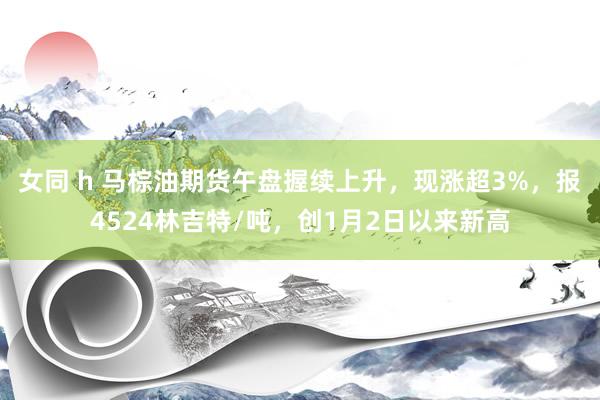 女同 h 马棕油期货午盘握续上升，现涨超3%，报4524林吉特/吨，创1月2日以来新高