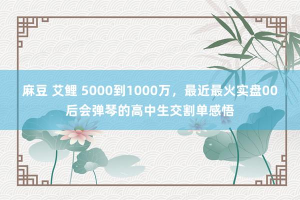麻豆 艾鲤 5000到1000万，最近最火实盘00后会弹琴的高中生交割单感悟