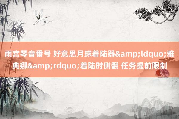 雨宫琴音番号 好意思月球着陆器&ldquo;雅典娜&rdquo;着陆时侧翻 任务提前限制