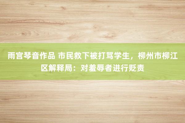 雨宫琴音作品 市民救下被打骂学生，柳州市柳江区解释局：对羞辱者进行贬责