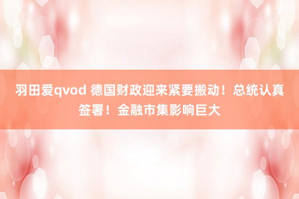 羽田爱qvod 德国财政迎来紧要搬动！总统认真签署！金融市集影响巨大