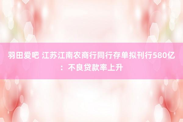 羽田爱吧 江苏江南农商行同行存单拟刊行580亿：不良贷款率上升