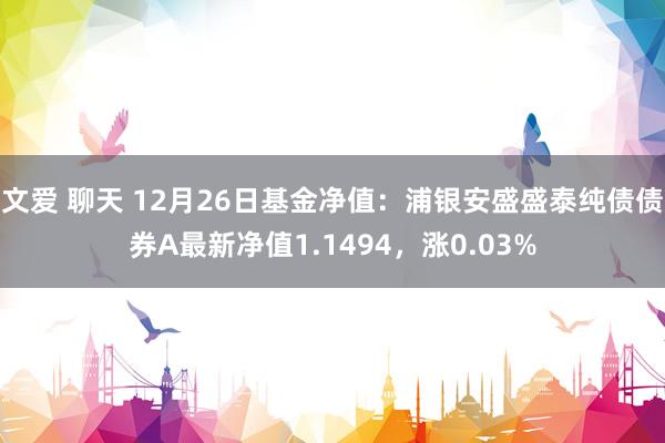 文爱 聊天 12月26日基金净值：浦银安盛盛泰纯债债券A最新净值1.1494，涨0.03%