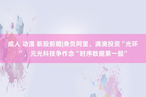 成人 动漫 新股前瞻|身负阿里、滴滴投资“光环”，元光科技争作念“时序数据第一股”