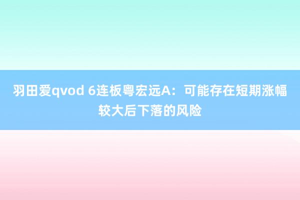 羽田爱qvod 6连板粤宏远A：可能存在短期涨幅较大后下落的风险
