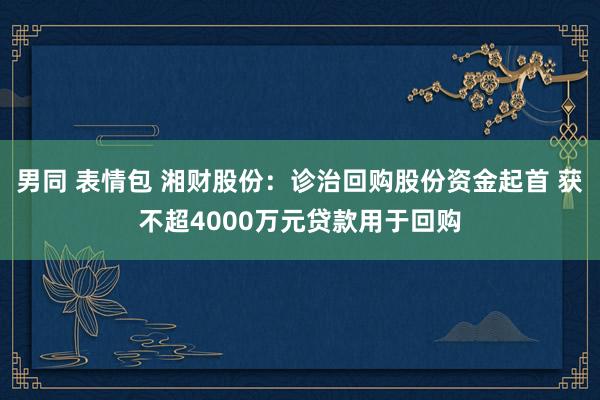 男同 表情包 湘财股份：诊治回购股份资金起首 获不超4000万元贷款用于回购