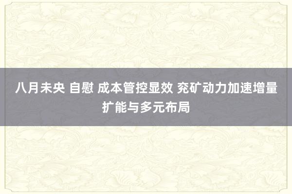 八月未央 自慰 成本管控显效 兖矿动力加速增量扩能与多元布局