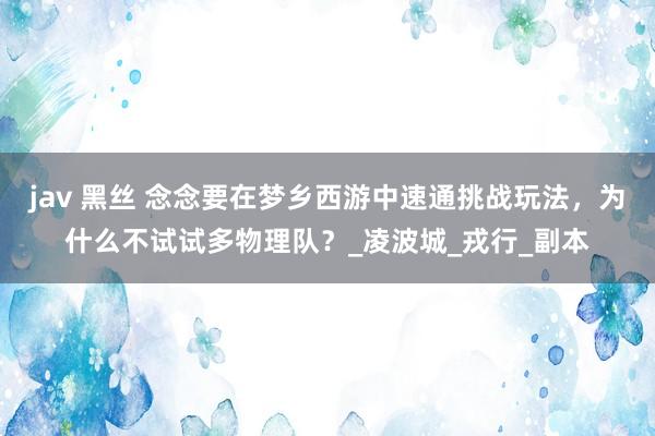 jav 黑丝 念念要在梦乡西游中速通挑战玩法，为什么不试试多物理队？_凌波城_戎行_副本