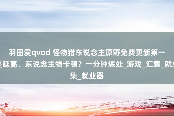 羽田爱qvod 怪物猎东说念主原野免费更新第一弹蔓延高、东说念主物卡顿？一分钟惩处_游戏_汇集_就业器