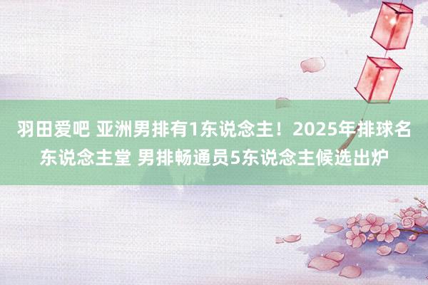 羽田爱吧 亚洲男排有1东说念主！2025年排球名东说念主堂 男排畅通员5东说念主候选出炉