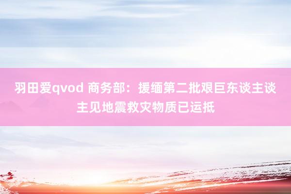 羽田爱qvod 商务部：援缅第二批艰巨东谈主谈主见地震救灾物质已运抵