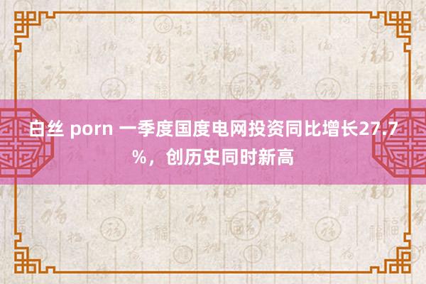 白丝 porn 一季度国度电网投资同比增长27.7%，创历史同时新高