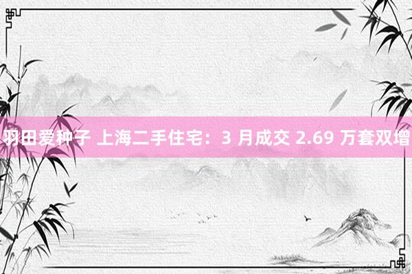 羽田爱种子 上海二手住宅：3 月成交 2.69 万套双增