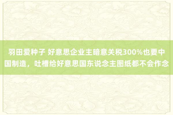 羽田爱种子 好意思企业主暗意关税300%也要中国制造，吐槽给好意思国东说念主图纸都不会作念