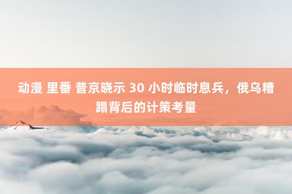 动漫 里番 普京晓示 30 小时临时息兵，俄乌糟蹋背后的计策考量
