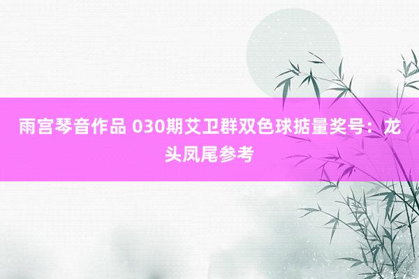 雨宫琴音作品 030期艾卫群双色球掂量奖号：龙头凤尾参考