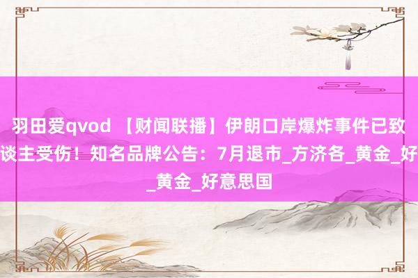 羽田爱qvod 【财闻联播】伊朗口岸爆炸事件已致195东谈主受伤！知名品牌公告：7月退市_方济各_黄金_好意思国